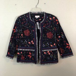 LOFT Ann Taylor Primavera Floral Fringe Jacket, 4